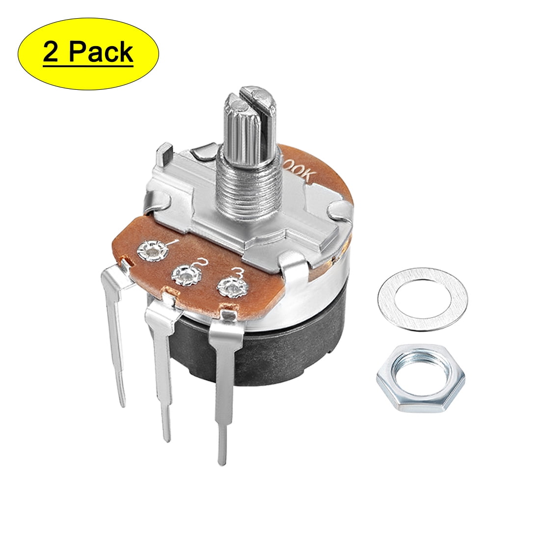 Uxcell WH138 100K Ohm Variable Resistors Single Rotary Carbon Film ...