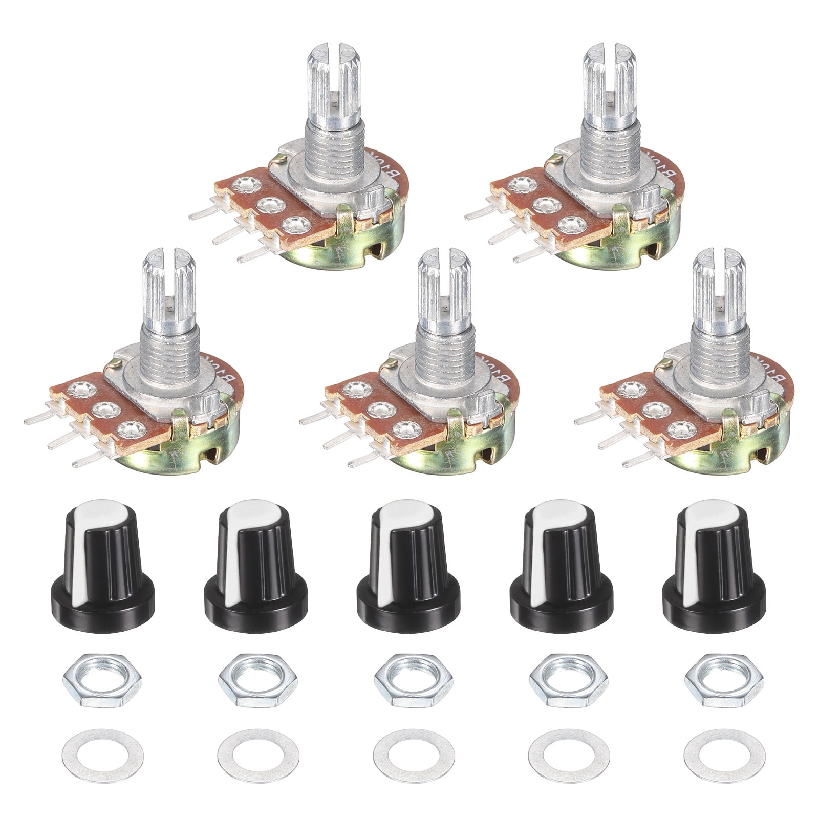 Uxcell WH148 10K Ohm Potentiometer Kit Linear Taper Adjustable Rotary ...