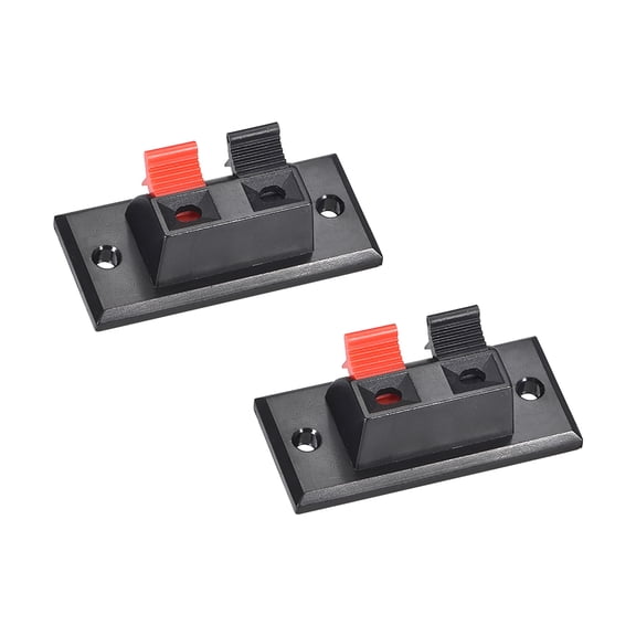 Uxcell WP2-3 2 Way Spring Speaker Terminal Clip Push Release Connector Strip Block Plastic Black 2pcs