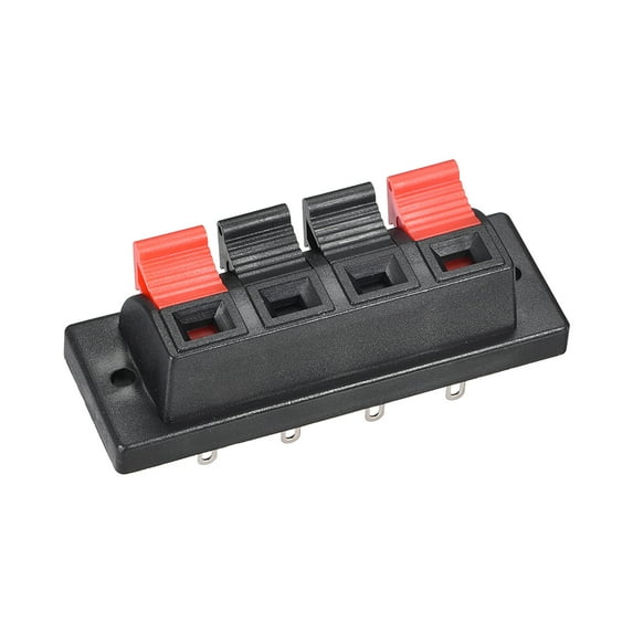 Uxcell WP4-10 Spring Speaker Terminal Clip Push Release Connector Strip Block Plastic Black 1pcs