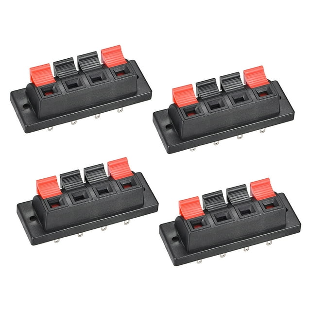Uxcell WP4-10 Spring Speaker Terminal Clip Push Release Connector Strip Block Plastic Black 4pcs
