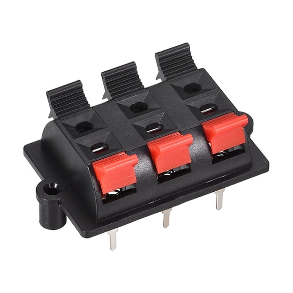 Uxcell WP6-03 Spring Speaker Terminal Clip Push Release Connector Strip Block Plastic Black 1pcs