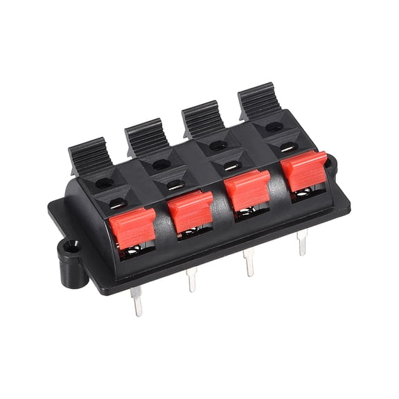 Uxcell WP8-03 Spring Speaker Terminal Clip Push Release Connector Strip Block Plastic Black 1pcs