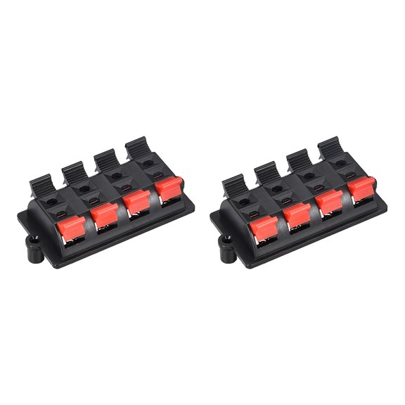 Uxcell WP8-03B Spring Speaker Terminal Clip Push Release Connector Strip Block Plastic Black 2pcs