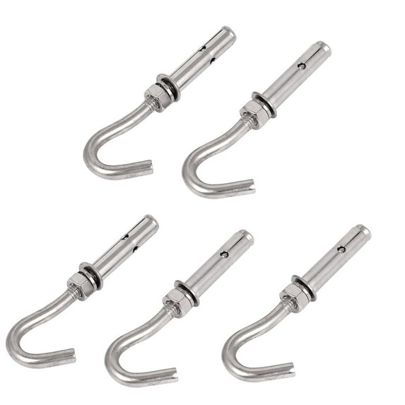 Uxcell Wall Concrete Brick M8 Stainless Steel Expansion Open Hook Bolts 5Pcs