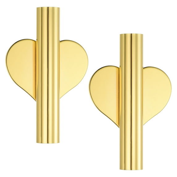 Uxcell Wall Flower Vase Tube Dried Flower Vase Racks Heart-Shaped Wall-Mounted Flower Tube Gold Tone 2 Pack