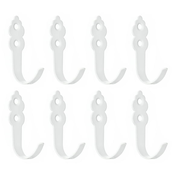 Uxcell Wall Hooks, 8Pack - Zinc Alloy Single Prong Door Back Clothes Hook, Hooks for Hanging Towel Coat Backpack (White)