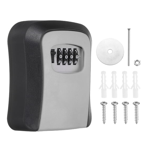 Uxcell Wall Mount Key Lock Box (4.5"x3.7"x1.6" , Gray) - 4 Digit Combination Lockbox for Keys Safe Security Storage Resettable Code Lockbox for Outdoor Home Office Garage