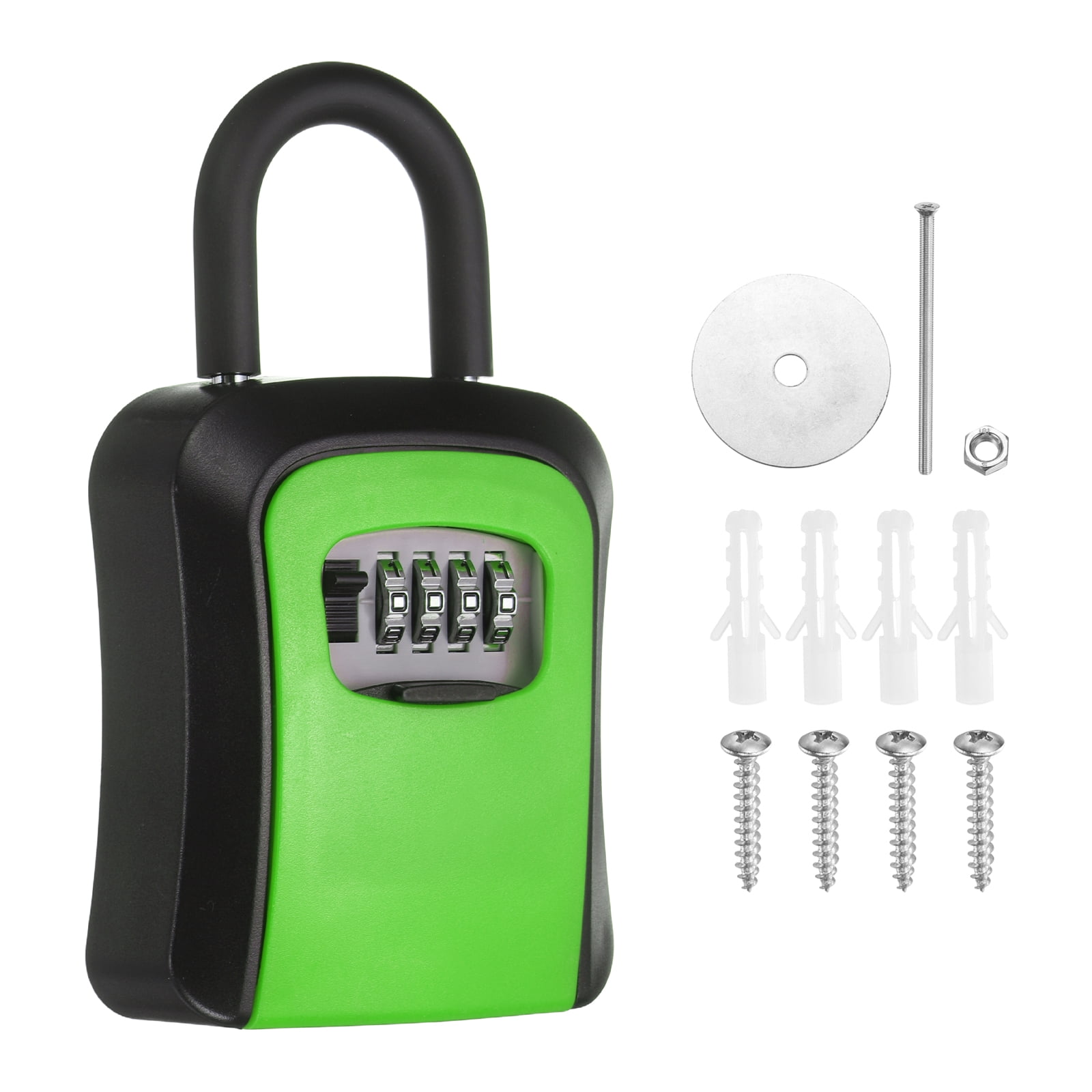 Uxcell Wall Mount Key Lock Box (4.5"x3.9"x1.8", Green) - 4 Digit Portable Combination Lockbox for Keys Safe Security Storage Resettable Code Lockbox for Home Office