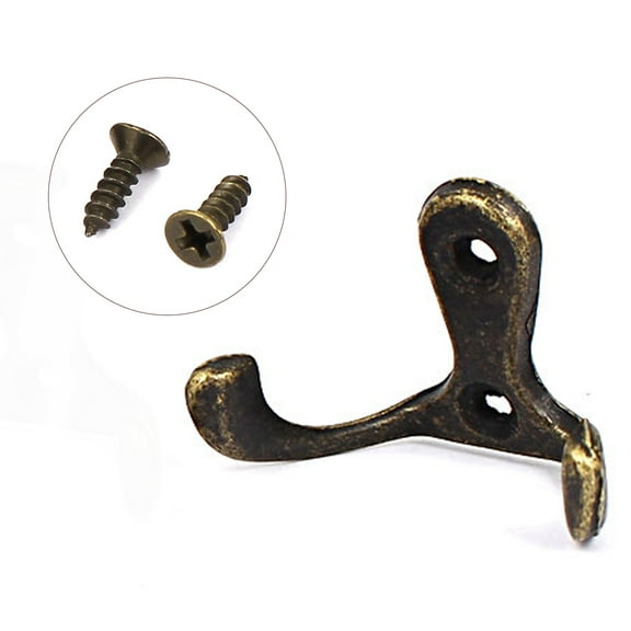 Uxcell Wall Mounted Clothes Hat Metal Antique Bronze Double Coat Hooks Hanger 5pcs