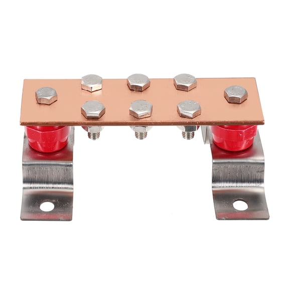 Uxcell Wall Mounted Grounding Bar Kit, 5.9"x 1.9" Electrical Ground Bar with 6 Terminal Positions and 2 Standoff BusBar Insulators for Electrical Testing Electronic Equipment Repair