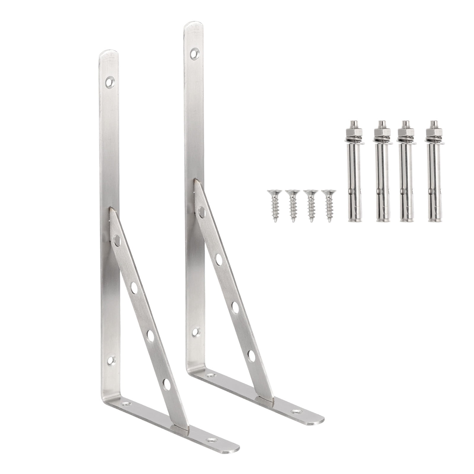 Wall Shelf Brackets, Heavy Duty Stainless Steel Collapsible Wall Mounted Shelf Bracket Space Saving for Table 12"