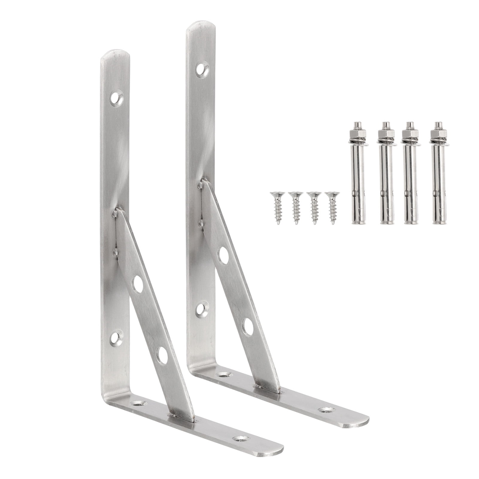 Wall Shelf Brackets, Heavy Duty Stainless Steel Collapsible Wall Mounted Shelf Bracket Removable Space Saving for Table 8"
