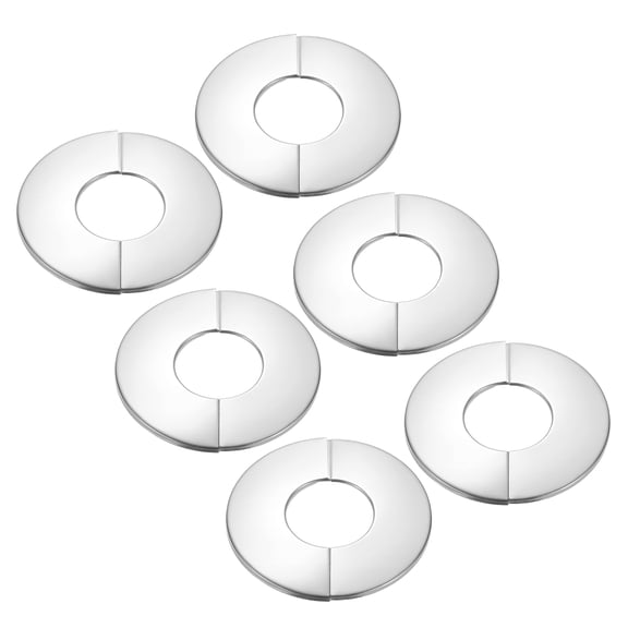 Uxcell Wall Split Flange 1.7" (43mm), Stainless Steel Round Self-Adhesive Escutcheon Plate, Silver 6 Pcs