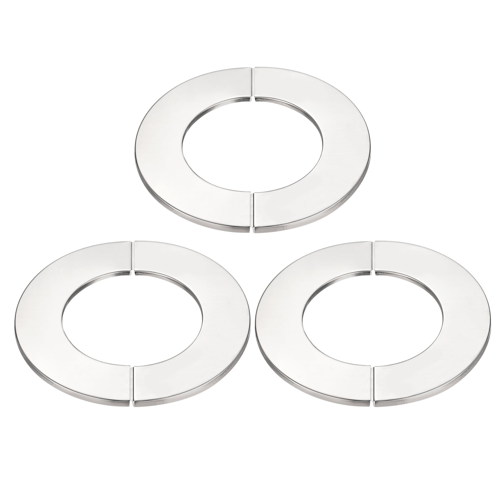 HINZIC 4PCS Stainless Steel Wall Split Flanges Silver Round Escutcheon Plate Floor And Ceiling - View #5