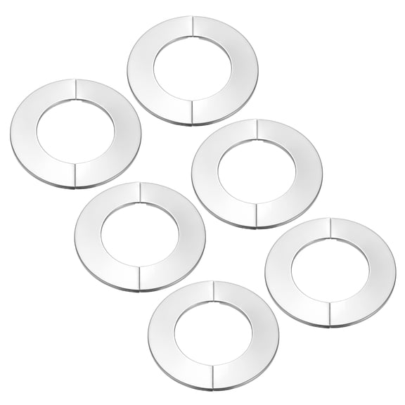 Uxcell Wall Split Flange 3" (83mm), Stainless Steel Round Self-Adhesive Escutcheon Plate, Silver 6 Pcs