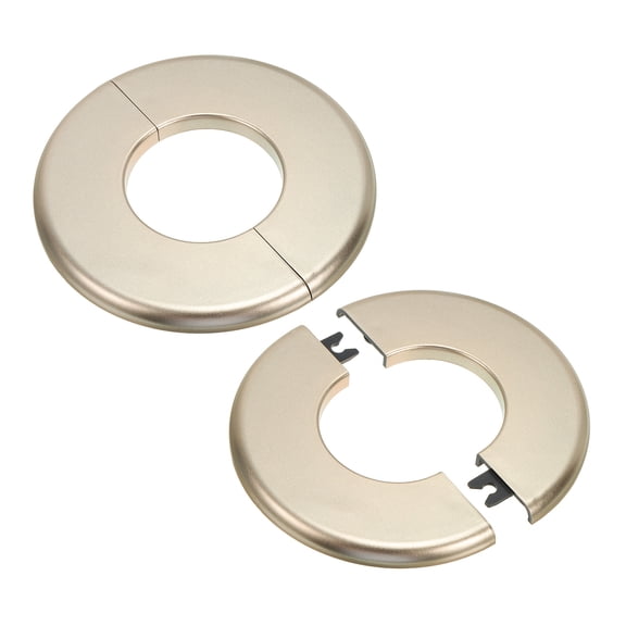 Uxcell Wall Split Flange ABS Round Self-Adhesive Escutcheon Plate Buckle Water Pipe Cover Gold 2.01"