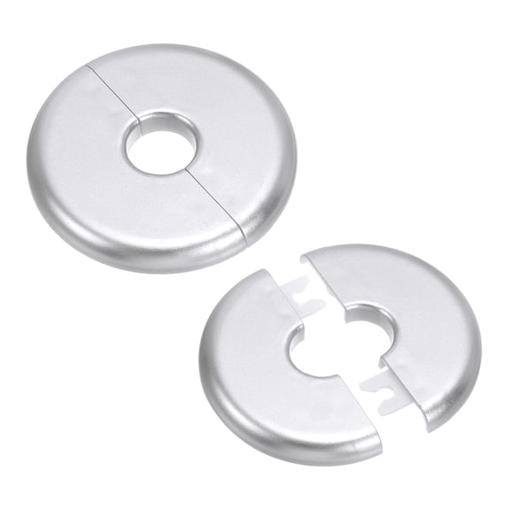 Uxcell Wall Split Flange ABS Round Self-Adhesive Escutcheon Plate Buckle Water Pipe Cover Silver 0.65"