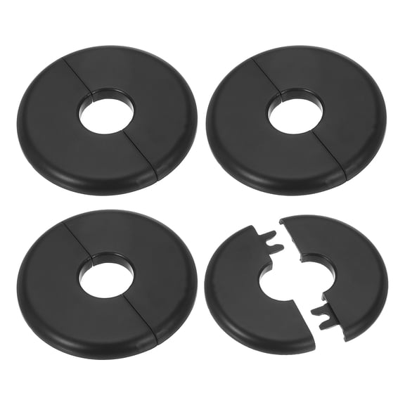Uxcell Wall Split Flange, ABS Round Self-Adhesive Escutcheon Plate Cover Buckle for Faucet Decoration Black 0.93 inch