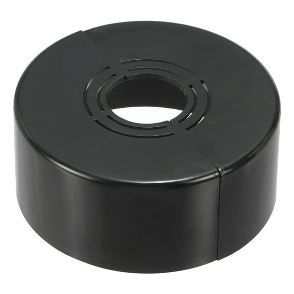 Uxcell Wall Split Flange, Thicken Cuttable ABS Round Escutcheon Plate Cover Buckle for Water Pipe Faucet Decoration Black 1.2"