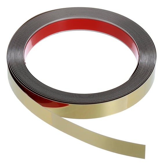 Uxcell Wall Trim Moulding 16.4ft x 0.6in Peel and Stick Mirror-Like Finish for Wall Corner Decoration, Mirror Gold