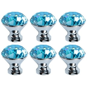 Uxcell Wardrobe Dresser Door Knobs Pull Handle for Home Kitchen Office Cupboard Crystal Blue 6pcs