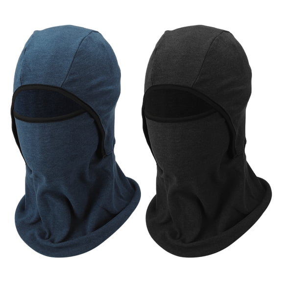 Uxcell Warm Balaclava Ski Mask, Ski Balaclava Winter Mask Full Face Windproof Cold Weather Gear, Polyester& Spandex& 2Pcs& Black/Navy -Fitting for (Men/Women/Outdoor/Skiing/Cycling)