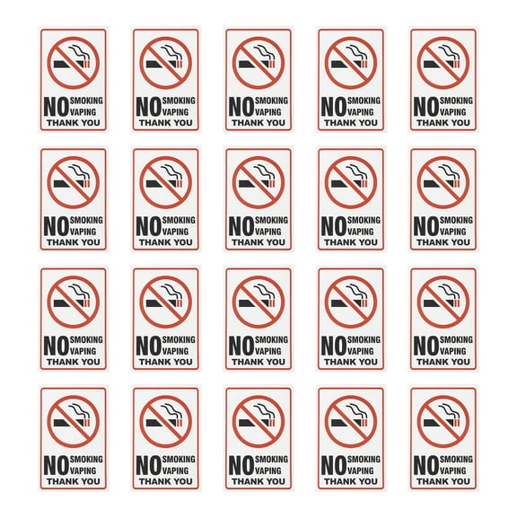 Uxcell Warning Sign 5x7" Adhesive Labels No Smoking Vaping Stickers 20 Pack