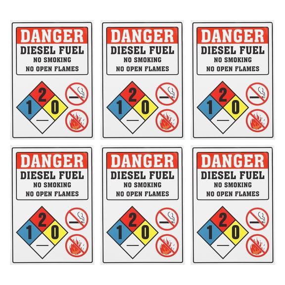 Uxcell Warning Sign 7x10" Adhesive Labels Danger Diesel Fuel Stickers 6 Pack