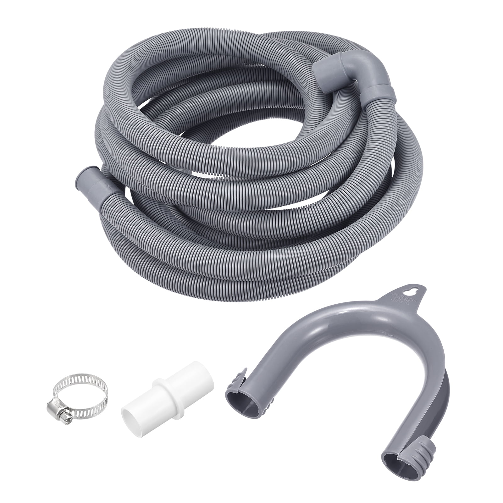Uxcell Wash Machine Drain Hose Extension Kits 16.4ft Gray with Elbow and Extension Adapter, U
