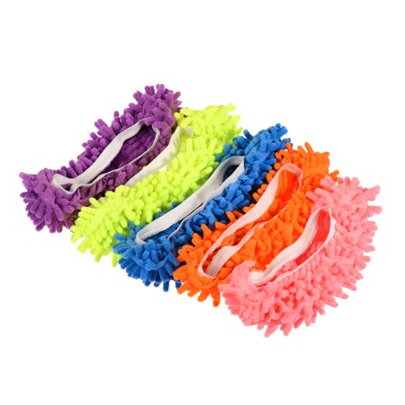 Uxcell Washable Multifunction Chenille Cleaning Shoes Cover Mop Slippers 10 Pack