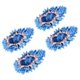 thumbnail image 1 of Uxcell Washable Multifunction Chenille Duster Mop Slippers Cleaning Shoes Cover Blue 4 Pack, 1 of 5