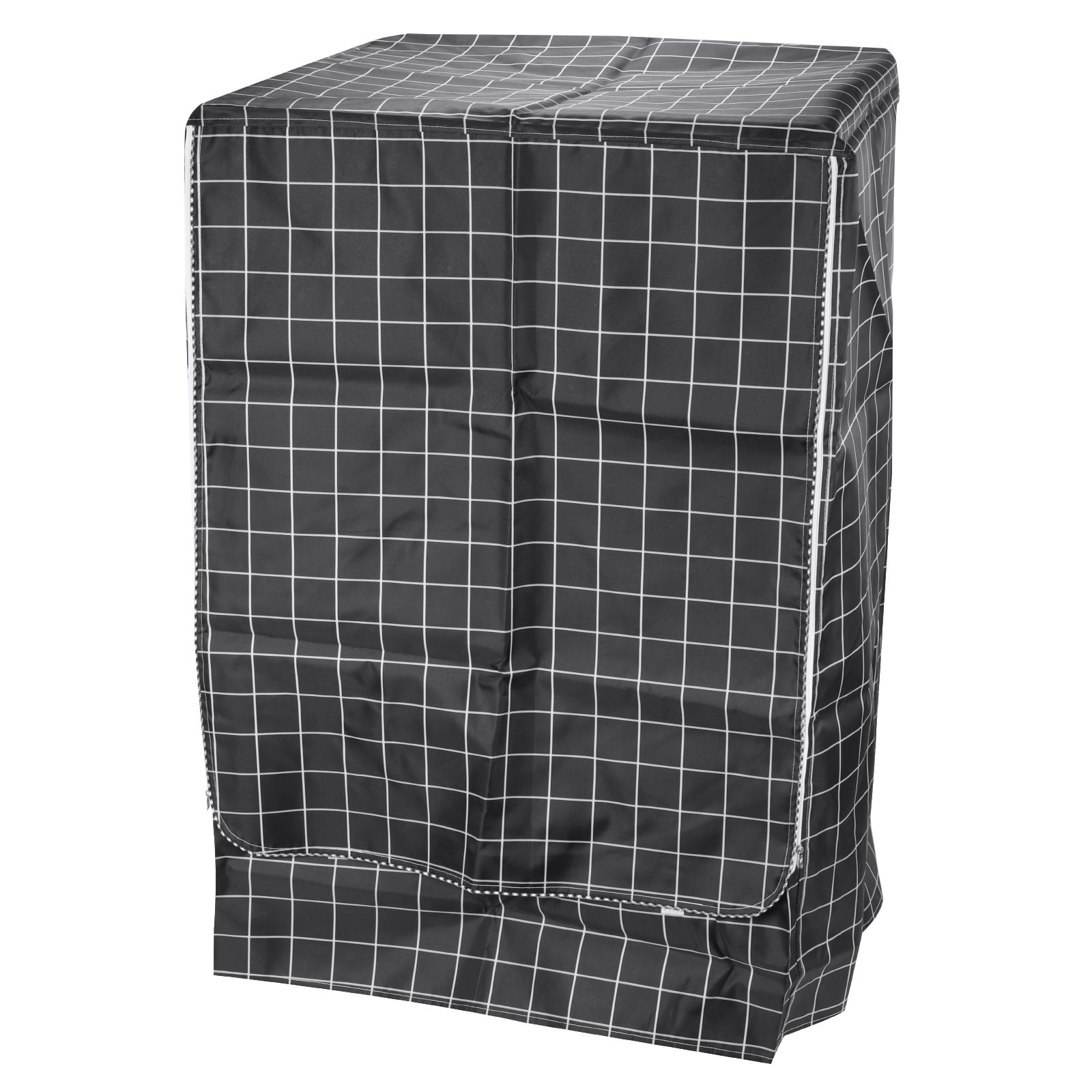 Uxcell Washer Cover Dustproof, Front Load Washing Machine Cover, 24Wx25Dx33H Inch Black Grid Waterproof Cover for Washer