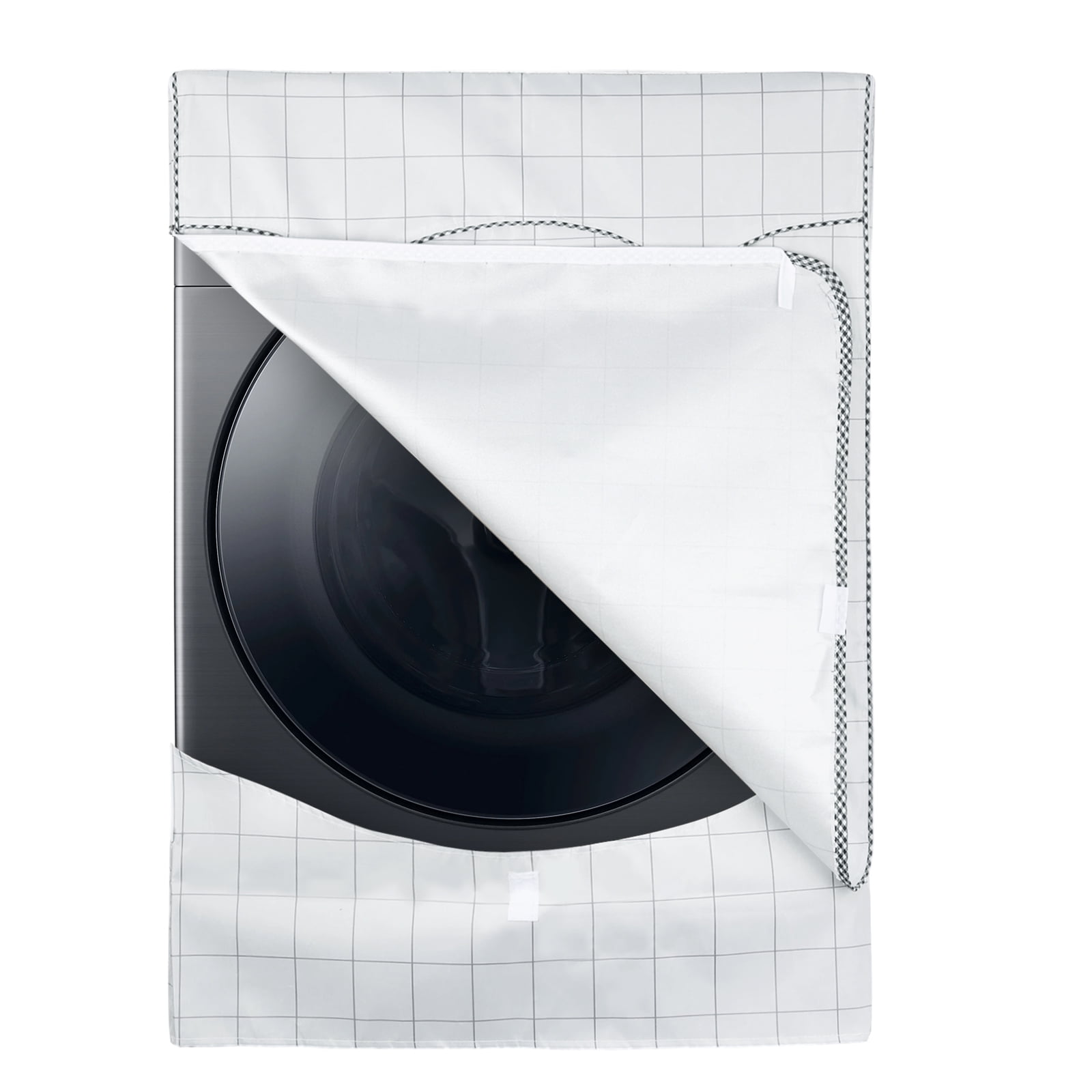 Uxcell Washer and Dryer Covers 24"x24"x33"- Waterproof, Dustproof, Sun-Proof Front-loading 3 Side Washing Machine Cover with Zipper for Laundry Room Balcony, White