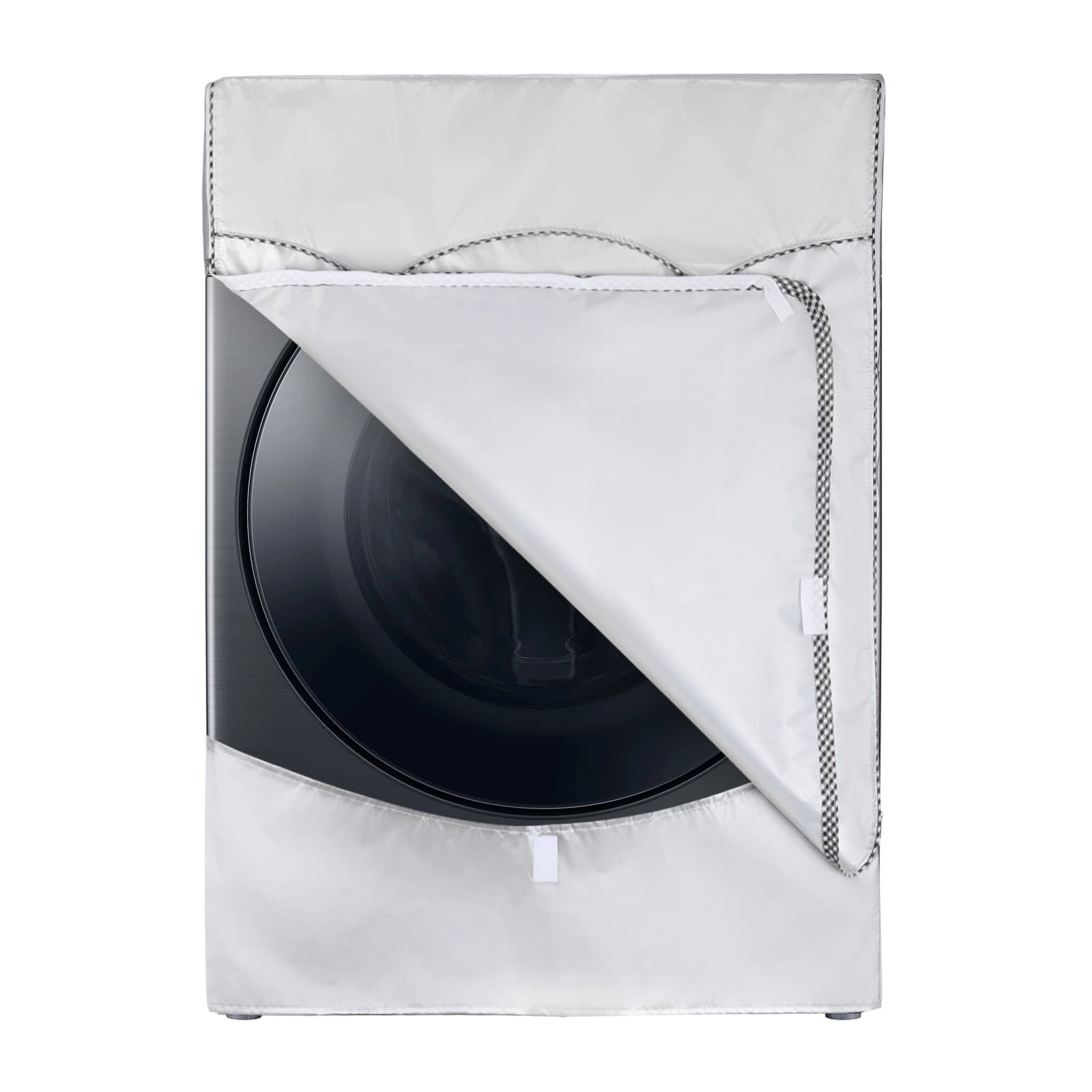 Uxcell Washer and Dryer Covers 24"x26"x33"- Waterproof, Dustproof, Sun-Proof Front-loading 3 Side Washing Machine Cover with Zipper for Laundry Room Balcony, Silver