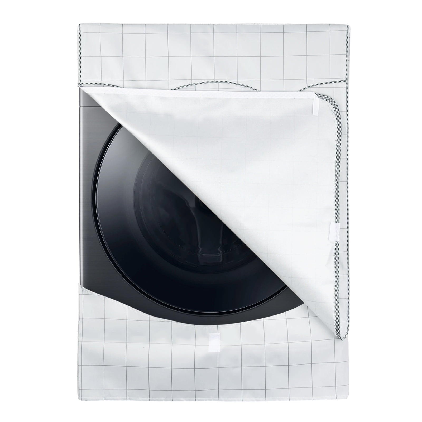 Uxcell Washer and Dryer Covers 24"x26"x33"- Waterproof, Dustproof, Sun-Proof Front-loading 3 Side Washing Machine Cover with Zipper for Laundry Room Balcony, White