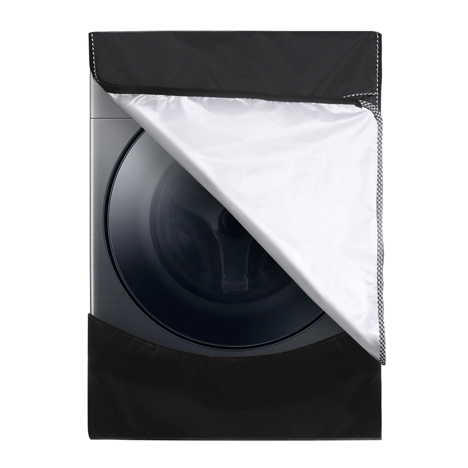 Uxcell Washer and Dryer Covers 27"x32"x39"- Waterproof, Dustproof, Sun-Proof Front-loading Washing Machine Cover with Zipper for Laundry Room Balcony, Black
