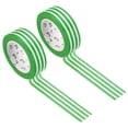 thumbnail image 1 of Uxcell Washi Tape 0.59 Inch x 10.93 Yards, 2 Roll Self Adhesive Horizontal Stripes Pattern Sticker Green, 1 of 6