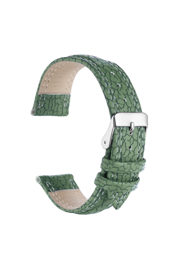 Watch Band 20mm Width Microfiber Leather Quick Release Soft Watch Straps Replacement Cracked Pattern with Stainless Steel Silver Buckle and Spring Bar for Men Women, Green