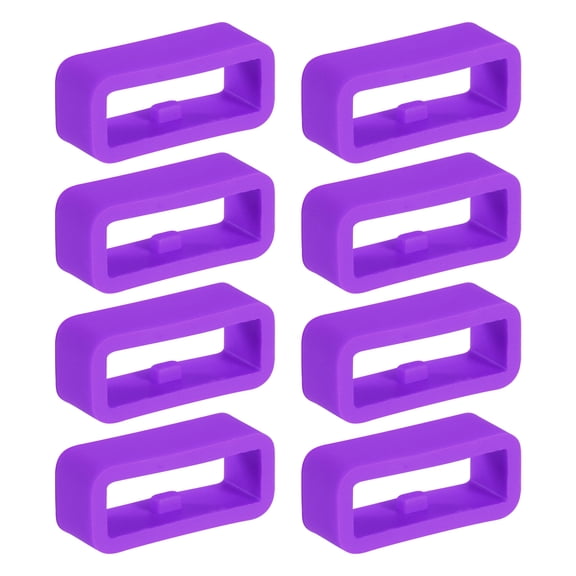 Uxcell Watch Band Holder Loop, 16mm Universal Silicone Watch Replacement Band Strap Keeper, Purple 8 Pcs