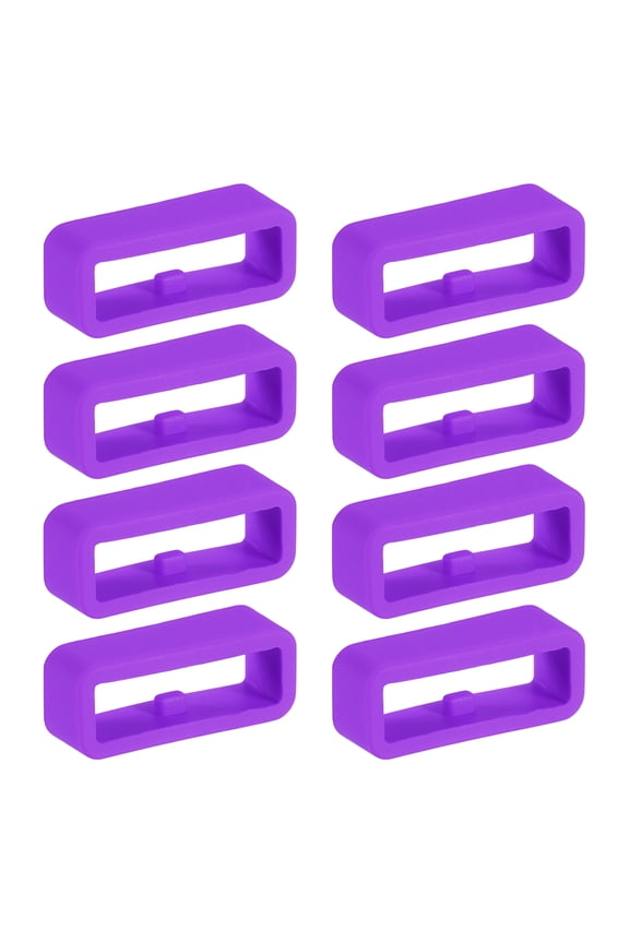 Watch Band Holder Loop, 18mm Universal Silicone Watch Replacement Band Strap Keeper, Purple 8 Pcs