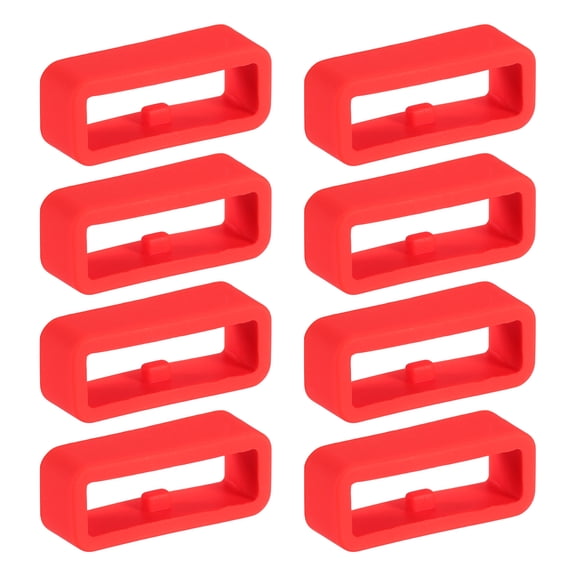 Uxcell Watch Band Holder Loop, 18mm Universal Silicone Watch Replacement Band Strap Keeper, Red 8 Pcs