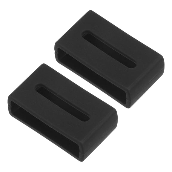 Uxcell Watch Band Strap Double-sided Slotted Loops Silicone for 20mm Width Watch Band, Black 2 Pack