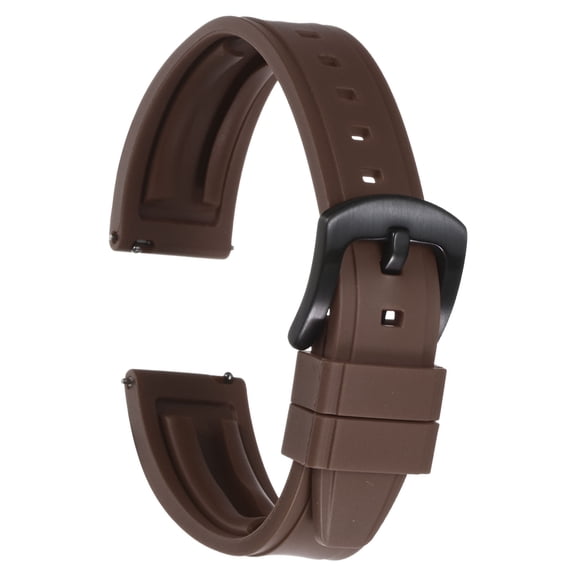 Uxcell Watch Bands 18mm Rubber Watch Strap Quick Release Brown Strap Black Buckle