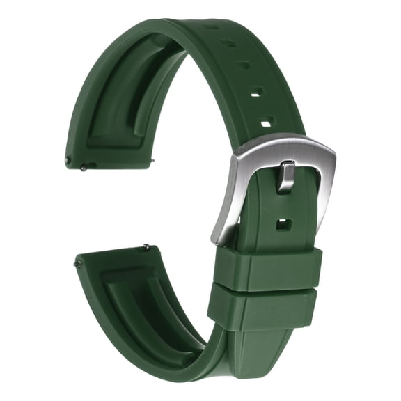Uxcell Watch Bands 18mm Rubber Watch Strap Quick Release Green Strap Silver Buckle