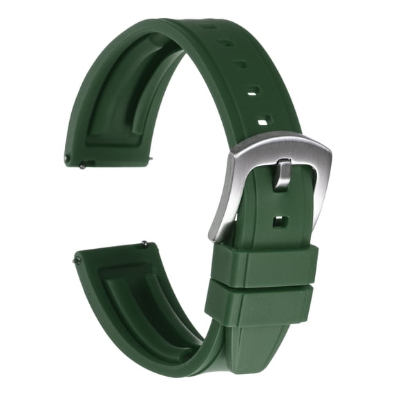Uxcell Watch Bands 18mm Rubber Watch Strap Quick Release Green Strap Silver Buckle