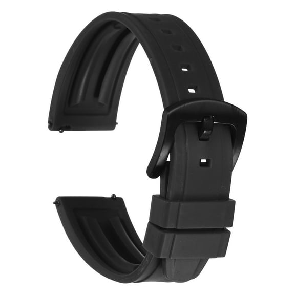 Uxcell Watch Bands 20mm Rubber Watch Strap Quick Release Black Strap Black Buckle