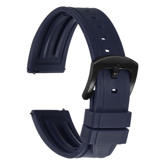Uxcell Watch Bands 20mm Rubber Watch Strap Quick Release Blue Strap Black Buckle