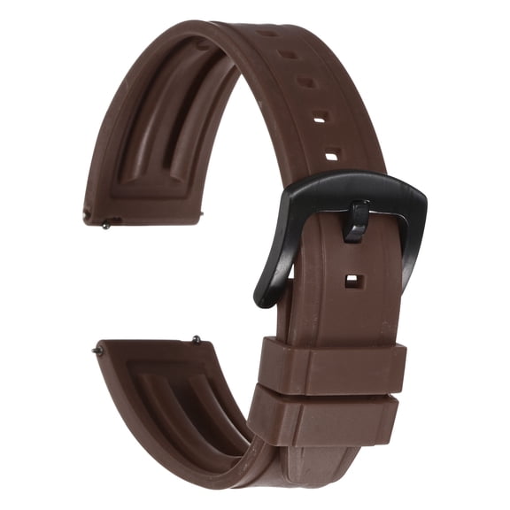 Uxcell Watch Bands 20mm Rubber Watch Strap Quick Release Brown Strap Black Buckle