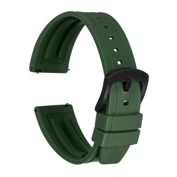 Uxcell Watch Bands 22mm Rubber Watch Strap Quick Release Green Strap Black Buckle